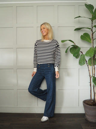 Maria Striped Wool Jumper by Part Two - Red/Navy Blue and Stone/Navy Blue