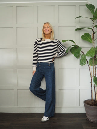 Maria Striped Wool Jumper by Part Two - Red/Navy Blue and Stone/Navy Blue