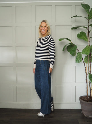 Maria Striped Wool Jumper by Part Two - Red/Navy Blue and Stone/Navy Blue