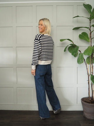 Maria Striped Wool Jumper by Part Two - Red/Navy Blue and Stone/Navy Blue