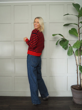 Maria Striped Wool Jumper by Part Two - Red/Navy Blue and Stone/Navy Blue