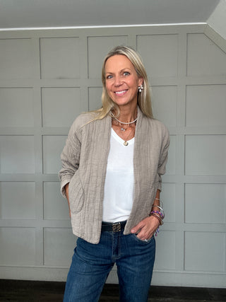 Daylar Cotton Jacket with Subtle Vertical Stitch, Side Pockets &amp; No Fastening - 7 Colours