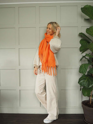 Gella Scarf by Rino &amp; Pelle - Black, Orange, Night and Stone