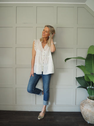 Exmouth Short Sleeve Stripe Blouse -  Blue, Mocha, Pink, Yellow