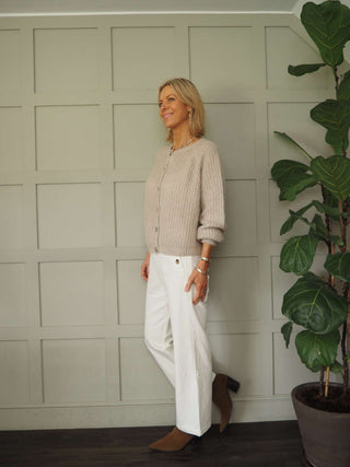 Sailor Wide Leg Cotton Denim Jeans - Ecru