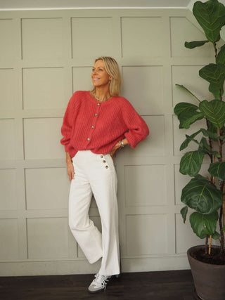 Sailor Wide Leg Cotton Denim Jeans - Ecru