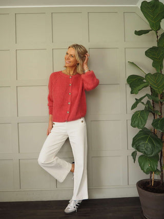 Sailor Wide Leg Cotton Denim Jeans - Ecru