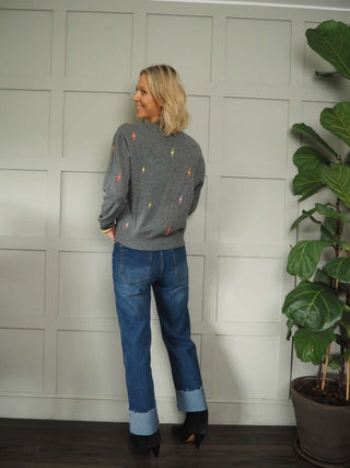 Lightening Bolt Cashmere Jumper by Brodie - Camel and Grey