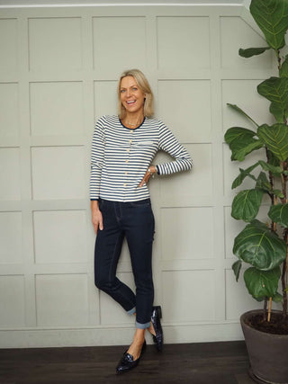 Buck Mid Rise Jeans with Stretch - Dark Blue