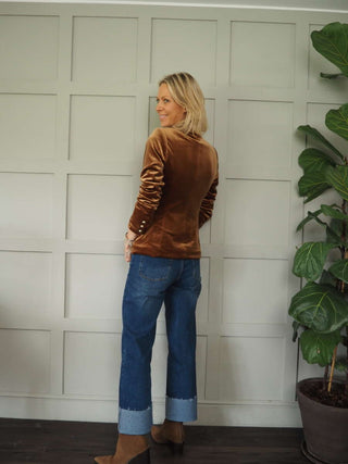 Emi Double-Breasted Velvet Blazer with Gold Fastenings, Best Seller - 3 Colours