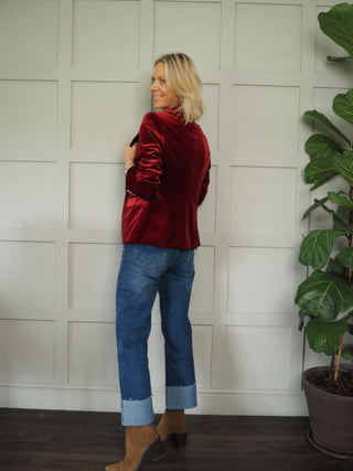 Emi Double-Breasted Velvet Blazer with Gold Fastenings, Best Seller - 3 Colours