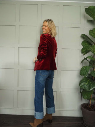 Emi Double-Breasted Velvet Blazer with Gold Fastenings, Best Seller - 3 Colours
