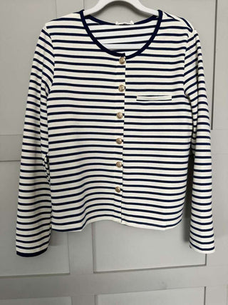 Jerry Striped Long Sleeved Top - Blue/Off White