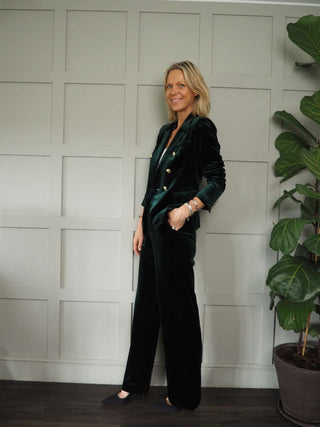 Emi Double-Breasted Velvet Blazer with Gold Fastenings, Best Seller - 3 Colours