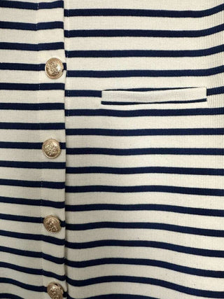 Jerry Striped Long Sleeved Top - Blue/Off White