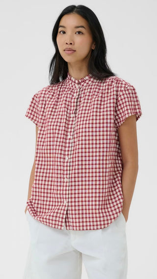 Bjanka Checked Blouse by Part Two - Burgundy/White