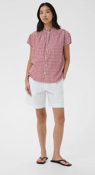 Bjanka Checked Blouse by Part Two - Burgundy/White