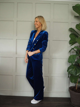 Emi Double-Breasted Velvet Blazer with Gold Fastenings, Best Seller - 3 Colours