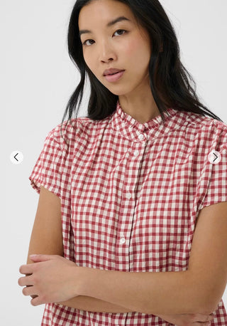 Bjanka Checked Blouse by Part Two - Burgundy/White