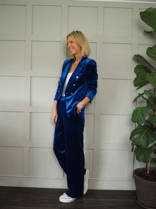 Emi Double-Breasted Velvet Blazer with Gold Fastenings, Best Seller - 3 Colours