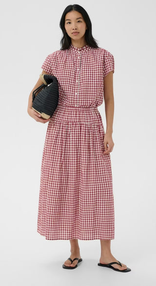 Bjanka Checked Blouse by Part Two - Burgundy/White