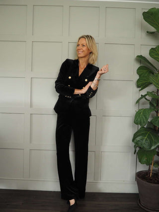 Emi Double-Breasted Velvet Blazer with Gold Fastenings, Best Seller - 3 Colours