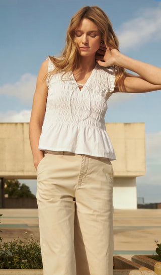 Borgny Shirred Blouse by Part Two - White