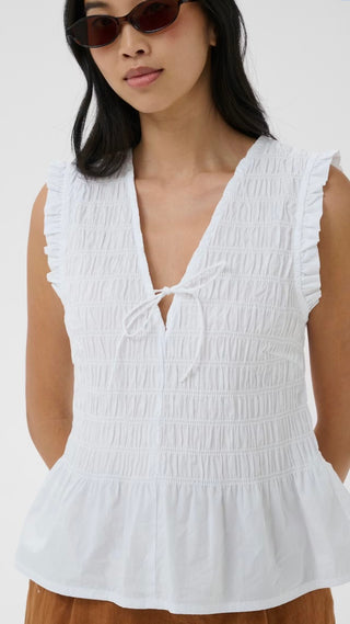 Borgny Shirred Blouse by Part Two - White