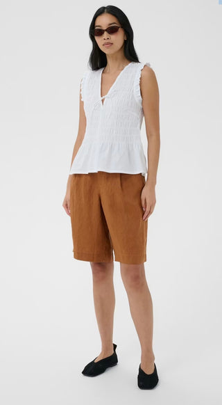 Borgny Shirred Blouse by Part Two - White