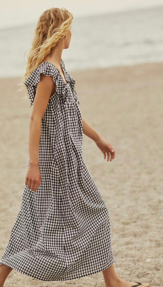Birthine Gingham Dress by Part Two - Navy/White