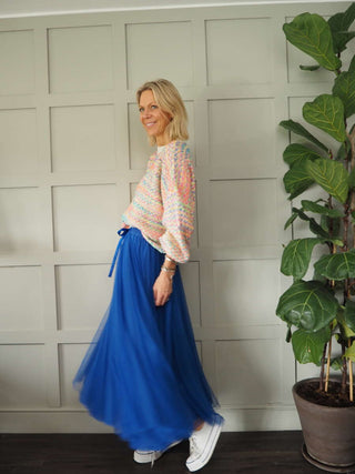 Taz Tulle Skirt with Elasticated Waist and Satin Ribbon - 7 Colours