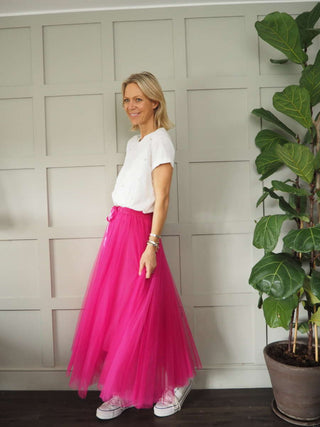 Taz Tulle Skirt with Elasticated Waist and Satin Ribbon - 7 Colours