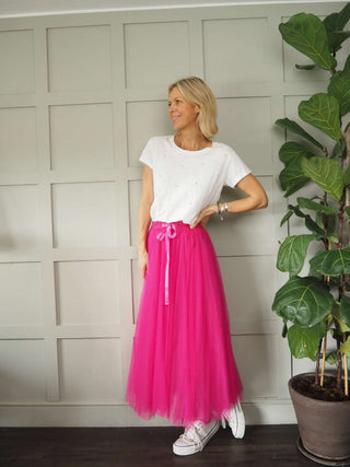 Taz Tulle Skirt with Elasticated Waist and Satin Ribbon - 7 Colours