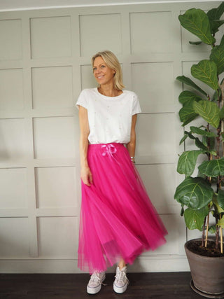 Taz Tulle Skirt with Elasticated Waist and Satin Ribbon - 7 Colours