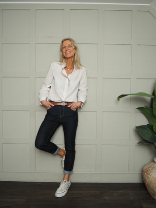 Marlborough Straight Leg Classic Jeans - Dark Denim Blue, Denim Blue, Ecru, Light Denim, White