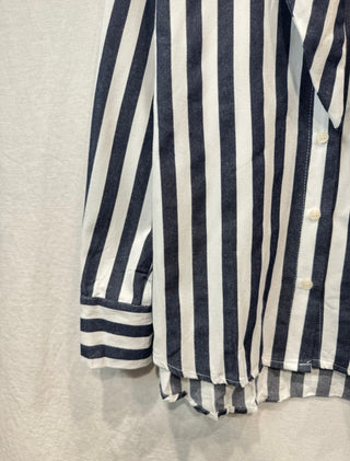 Fulham Striped Blouse with Tie Detail - Navy Blue, Red