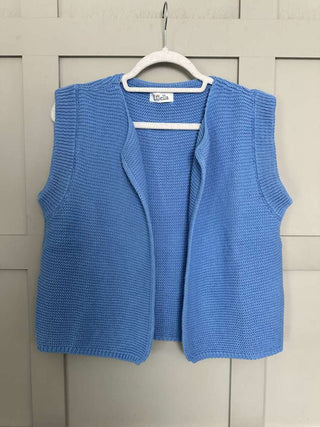 Gigi Eco-Cotton Relaxed Fit Knitted Sleeveless Cardigan, No Fastening by Luella - Navy Blue