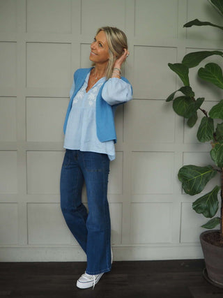 Gigi Eco-Cotton Relaxed Fit Knitted Sleeveless Cardigan, No Fastening by Luella - Navy Blue