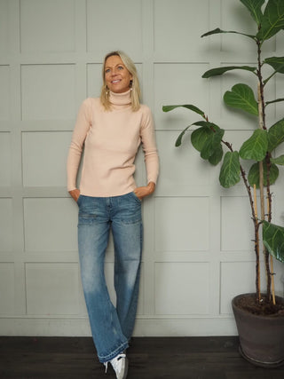 Pommette Soft Polo Neck Jumper with Ribbing Detail - 6 Colours