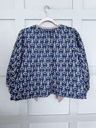 Bari Cotton Jacket with Cropped Ballon Sleeves by Luella - Camel/Navy