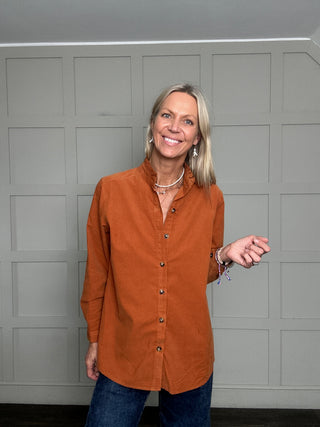 Cornbury Needlecord with Ruffle Collar Blouse - 7 Colours
