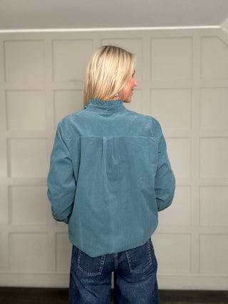 Cornbury Needlecord with Ruffle Collar Blouse - 7 Colours