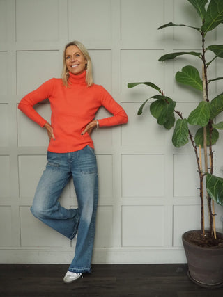 Pommette Soft Polo Neck Jumper with Ribbing Detail - 6 Colours