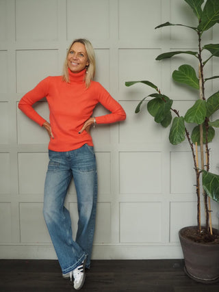 Pommette Soft Polo Neck Jumper with Ribbing Detail - 6 Colours