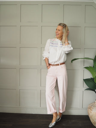 Kelling Carrot Leg Stretch Jeans  - Chocolate, Khaki Green, Navy, Oatmeal, Pink, White