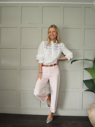 Kelling Carrot Leg Stretch Jeans  - Chocolate, Khaki Green, Navy, Oatmeal, Pink, White