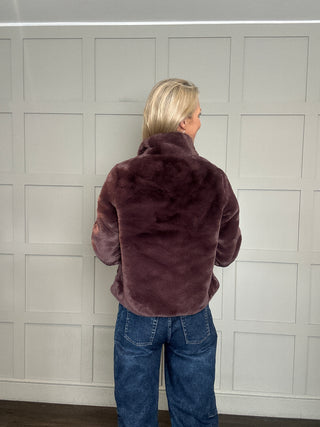 Vie Super Soft Faux Fur Jacket by Rino & Pelle - Birch, Chocolate Bean