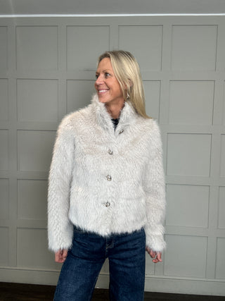 Vie Super Soft Faux Fur Jacket by Rino & Pelle - Birch, Chocolate Bean
