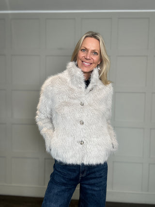 Vie Super Soft Faux Fur Jacket by Rino & Pelle - Birch, Chocolate Bean