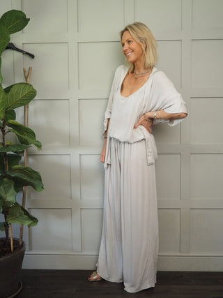 Hollywood Cami Vest, Trouser and Cardigan Set, Tall - Black, Coral, Stone